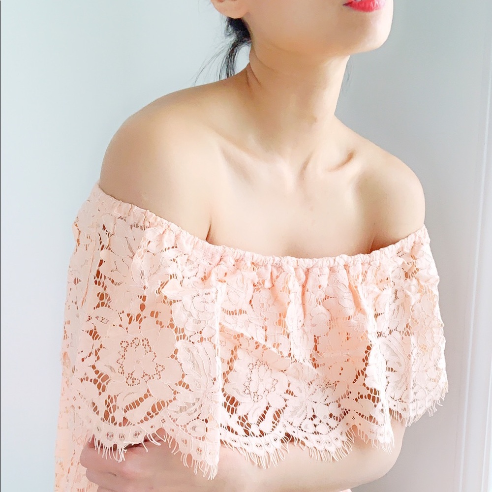 LACE EYELASH OFF SHOULDER DRESS - Picture 7 of 8